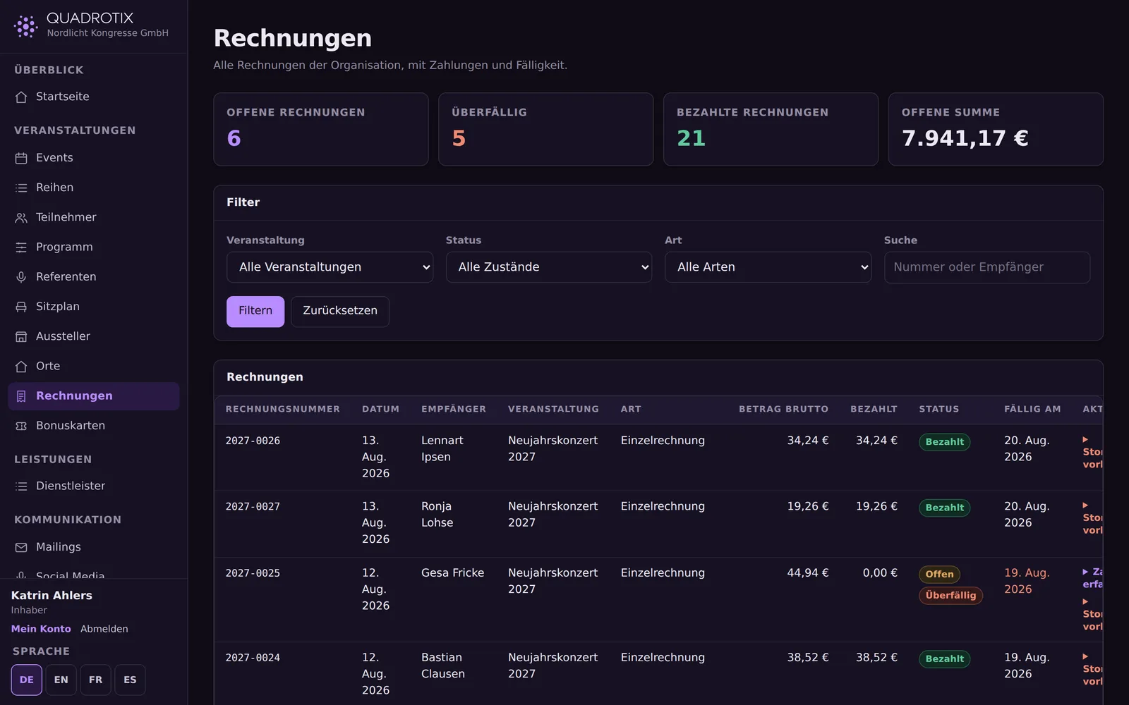 Rechnungen und Sammelrechnungen
