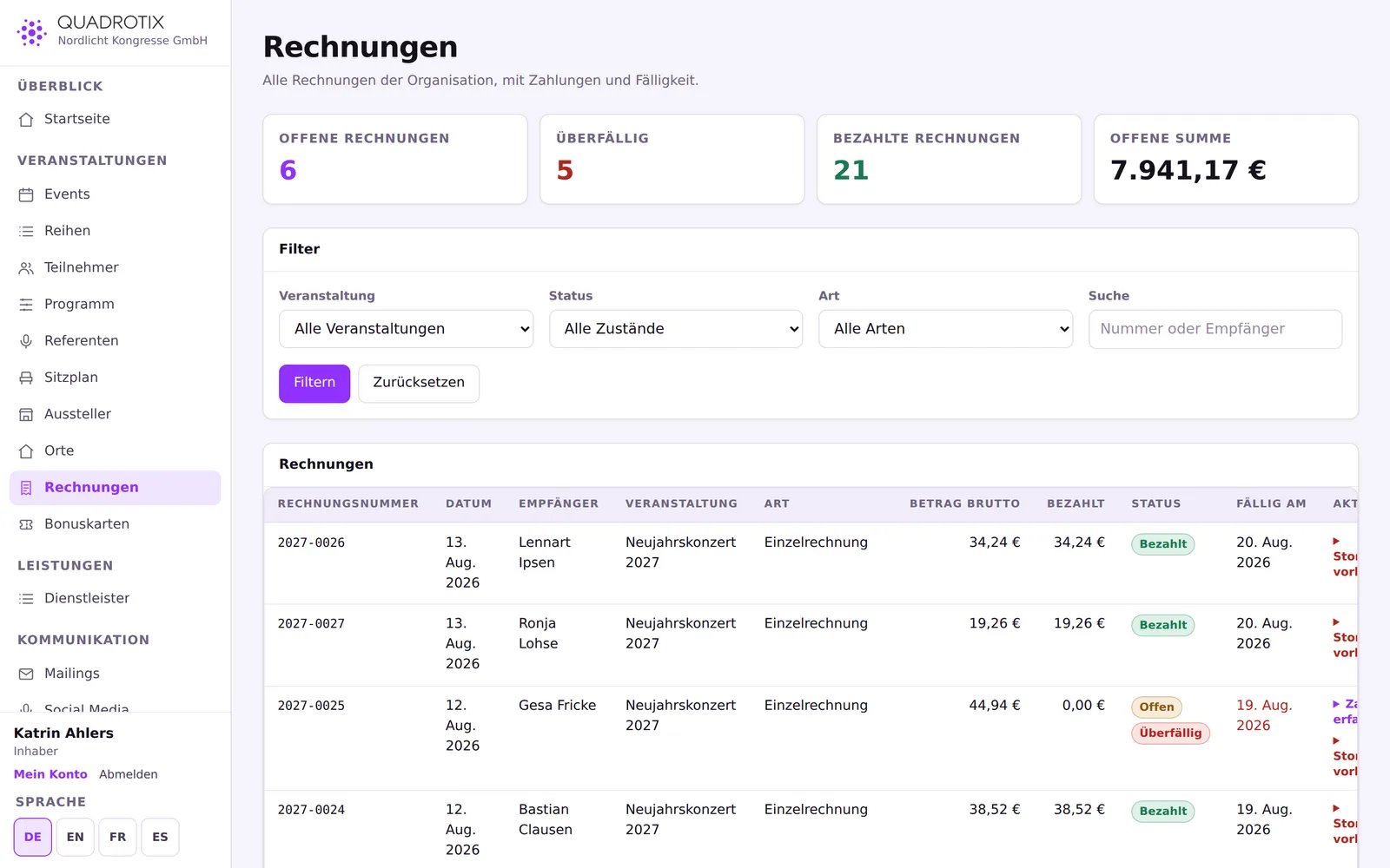 Rechnungen und Sammelrechnungen
