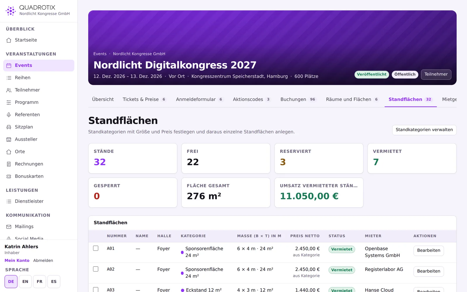 Standübersicht einer Fachausstellung